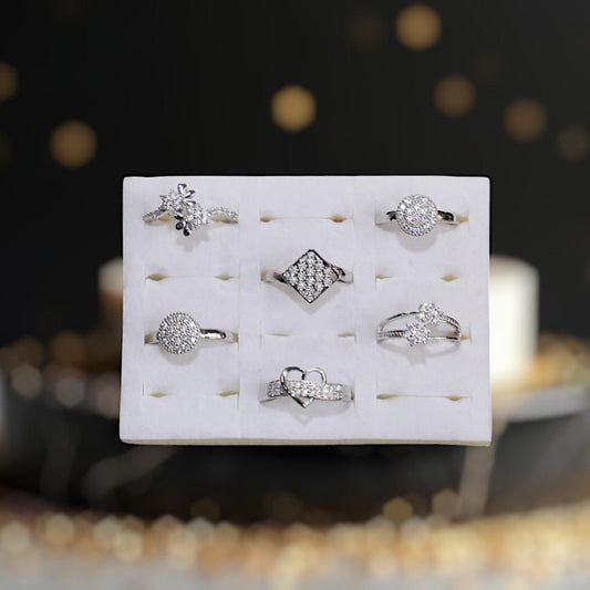 Funky Resin Polish Crystal Adjustable Rings Set