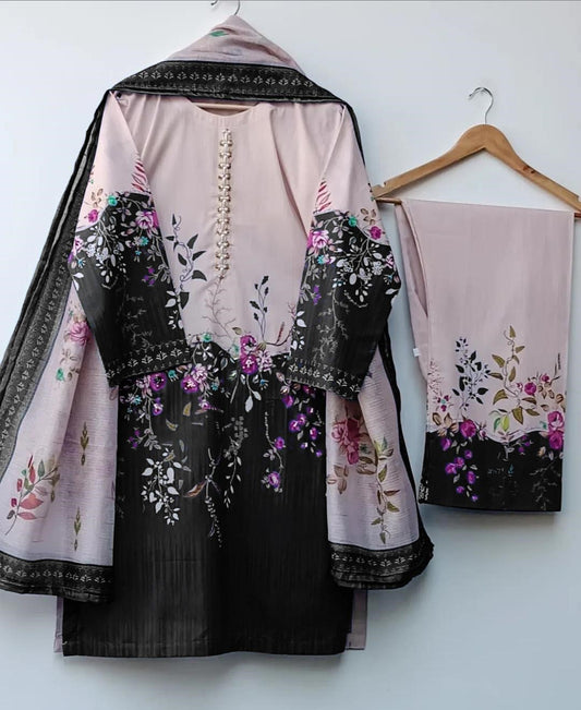 3 Pcs Women's Stitched printed Suit