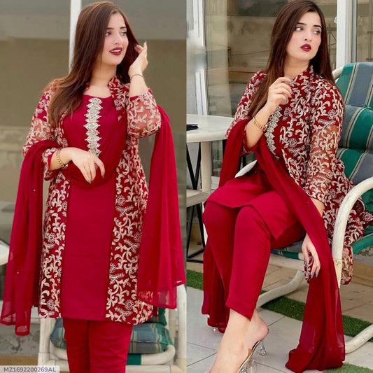 3 Pcs Women's Stitched Emboridered Suit