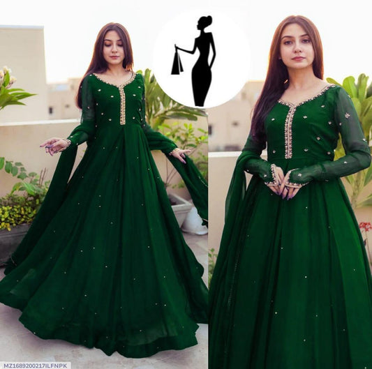 3 Pcs women's Stitched Emboridered Maxi Suit